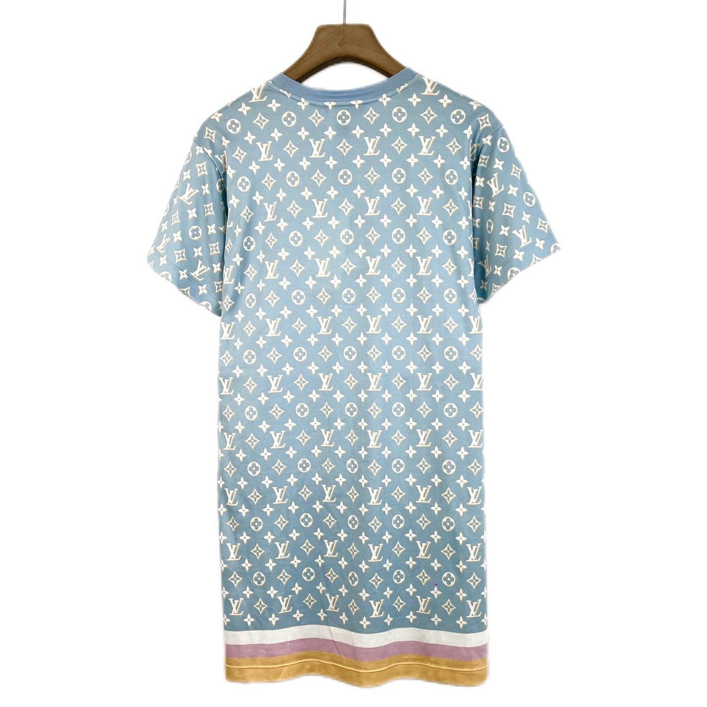 Louis Vuitton LV Blue All-over Print Round Neck Dress Size S / US 4 / IT 40 - 2 Thumbnail