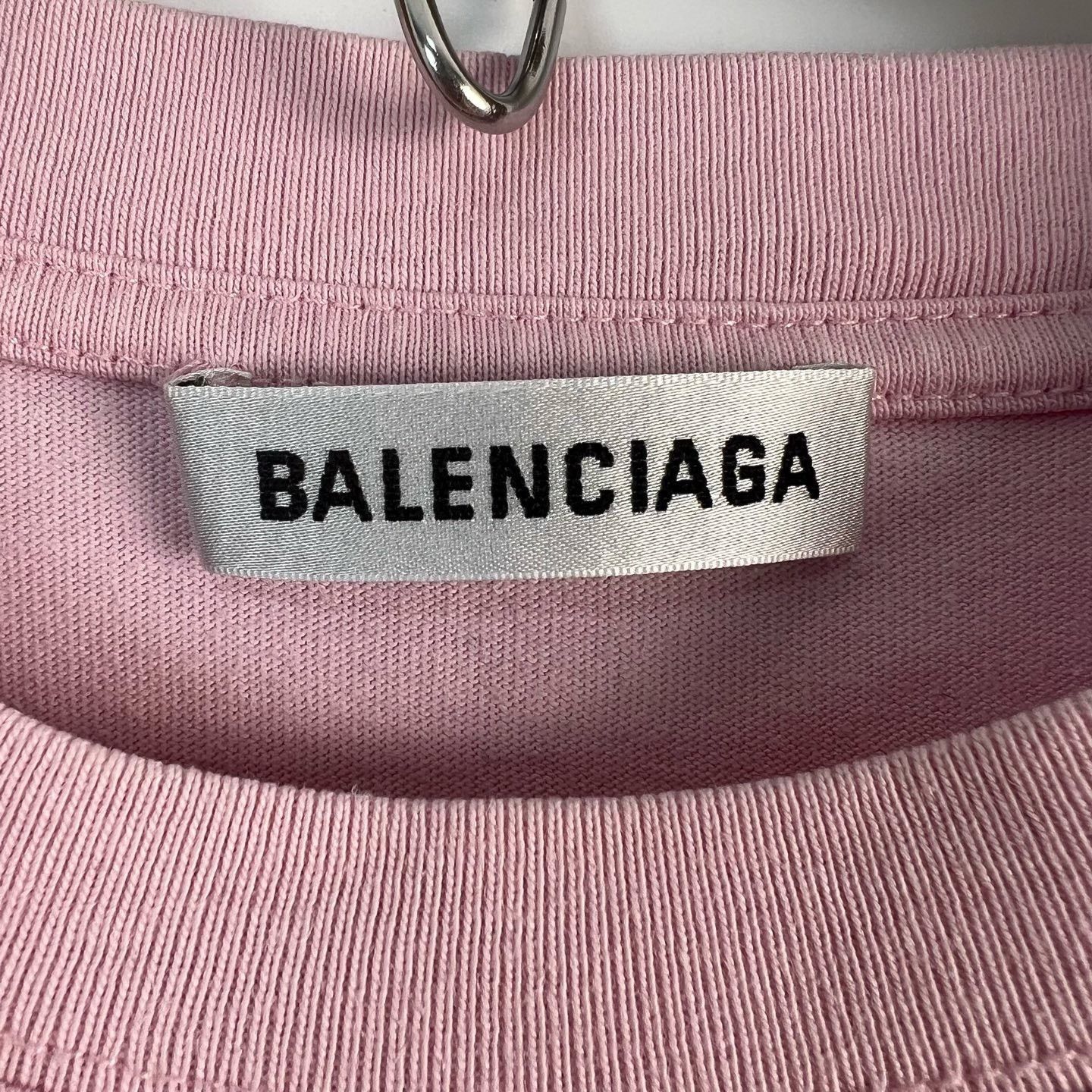 Balenciaga Balenciaga Pink Crew Neck Letter T-shirt Size S / US 4 / IT 40 - 4 Thumbnail