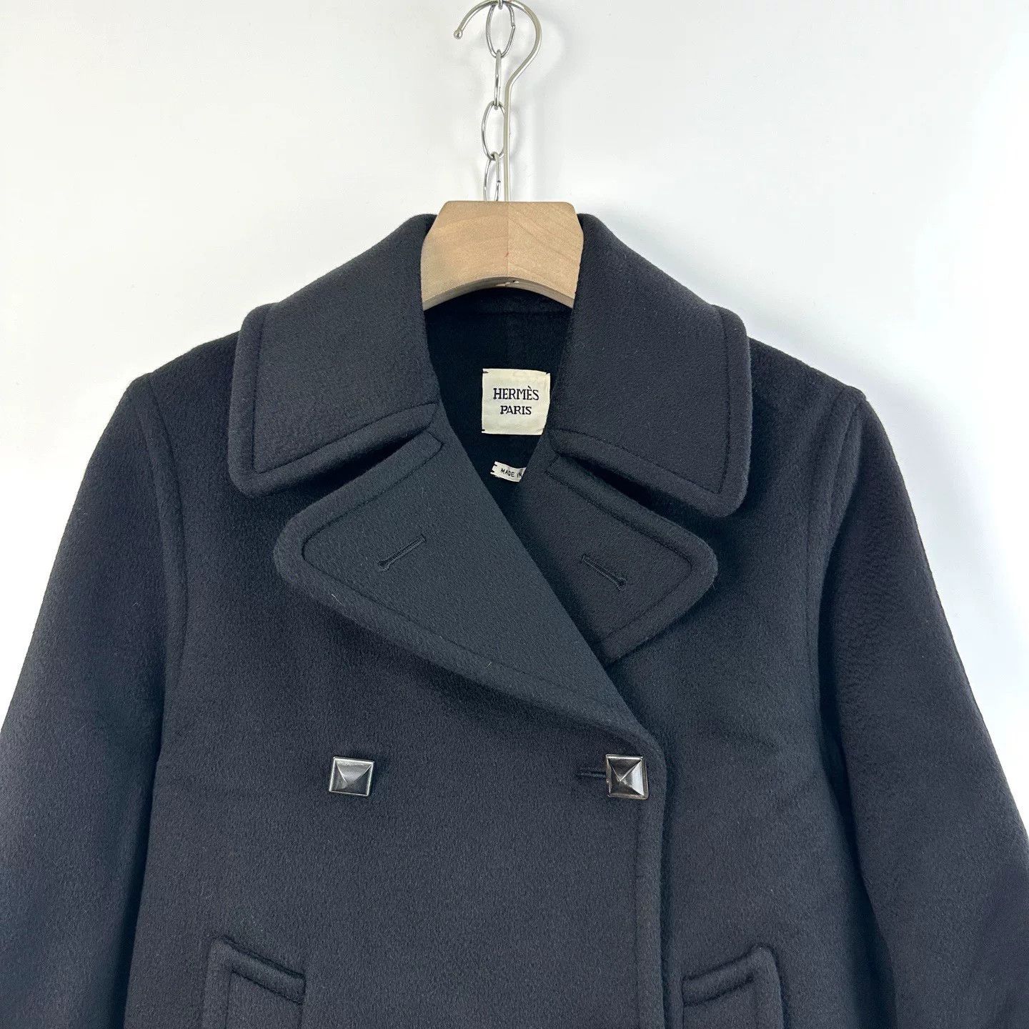 Hermes Hermes Women's Black Short Wool Cashmere Coat Size XS / US 0-2 / IT 36-38 - 3 Thumbnail