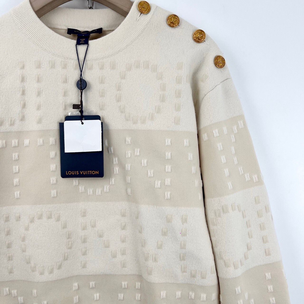Louis Vuitton LV Gold Buckle Beige Stripe Logo Knit Sweater Size S / US 4 / IT 40 - 5 Thumbnail
