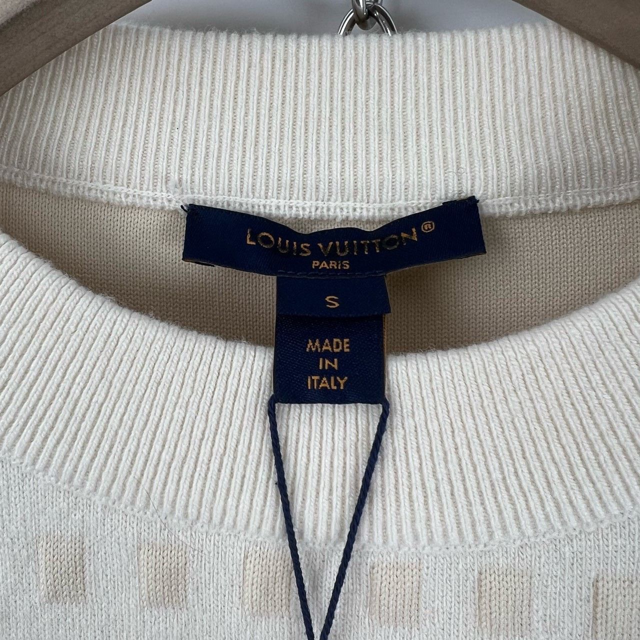 Louis Vuitton LV Gold Buckle Beige Stripe Logo Knit Sweater Size S / US 4 / IT 40 - 3 Thumbnail