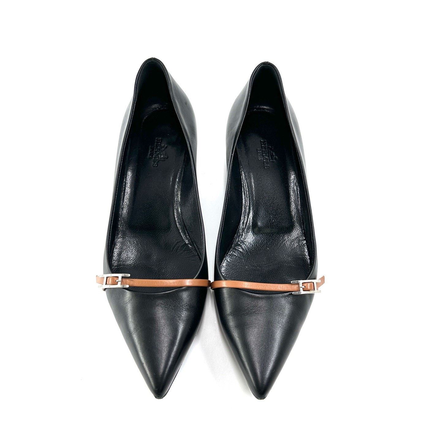 Hermes Hermes Black H-buckle Pointed Toe Heels Size US 6.5 / IT 36.5 - 2 Thumbnail