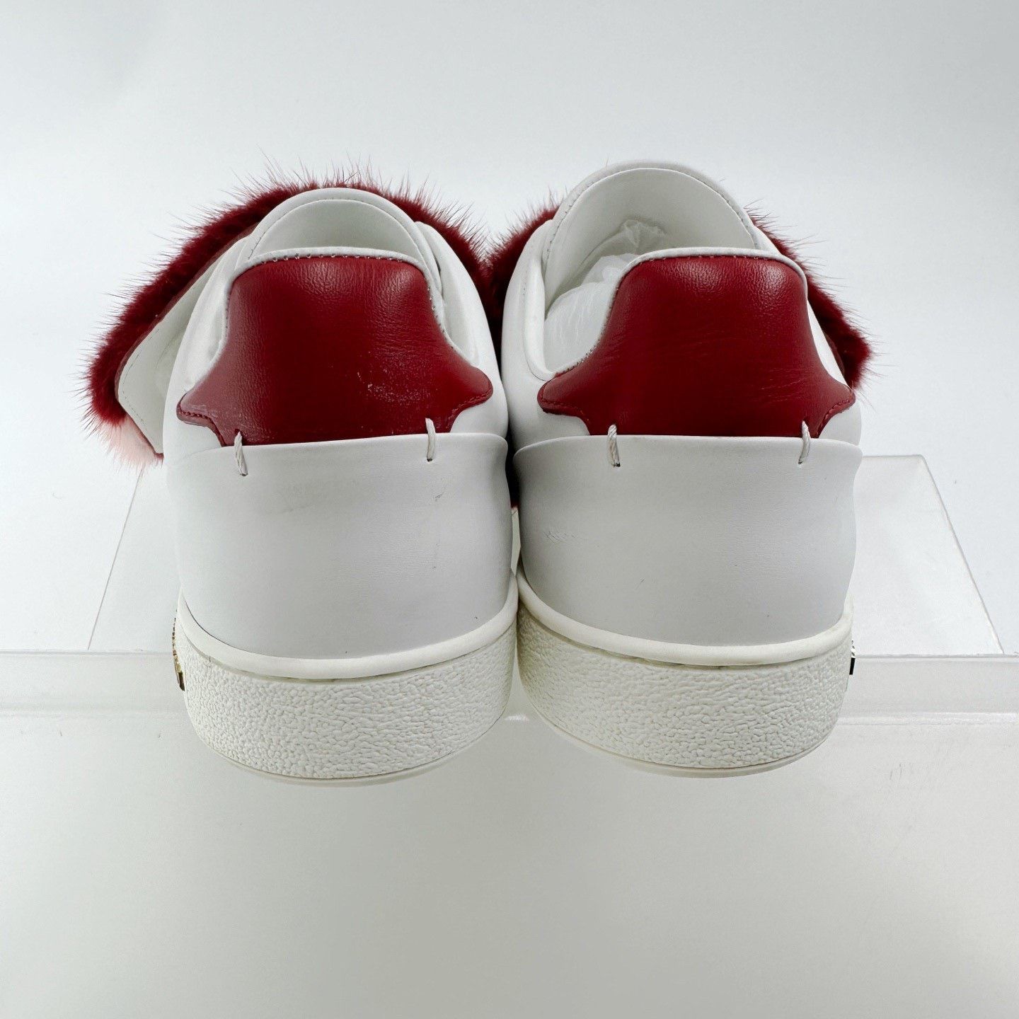 Louis Vuitton LV Red Pink Mink Fur White Sneakers Size US 6 / IT 36 - 3 Thumbnail