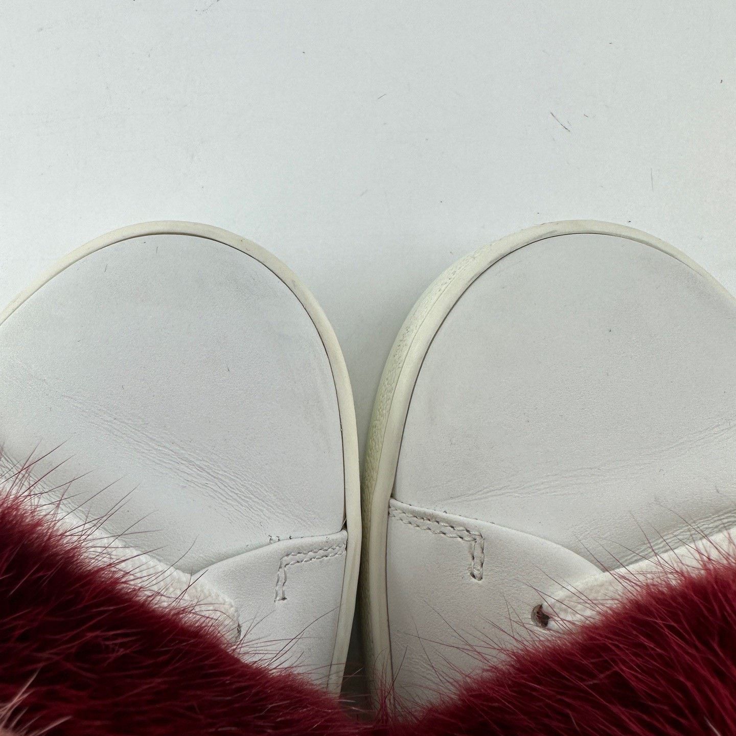 Louis Vuitton LV Red Pink Mink Fur White Sneakers Size US 6 / IT 36 - 8 Thumbnail