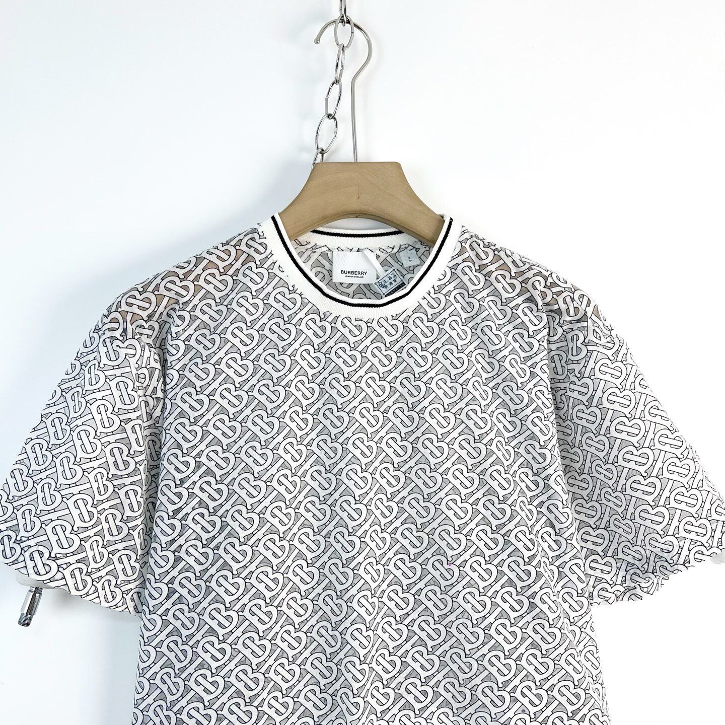 Burberry Burberry TB Logo Mesh Short-Sleeve Top Size S / US 4 / IT 40 - 3 Thumbnail