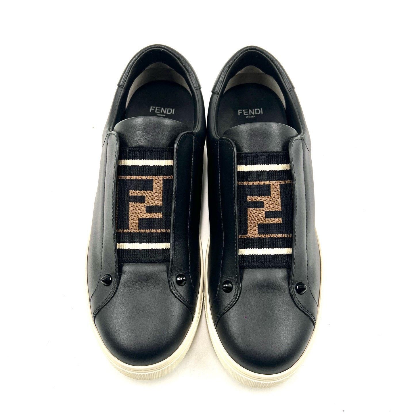 Fendi Fendi Black Leather Slip-On Low-Top Shoes Size US 6.5 / IT 36.5 - 2 Thumbnail