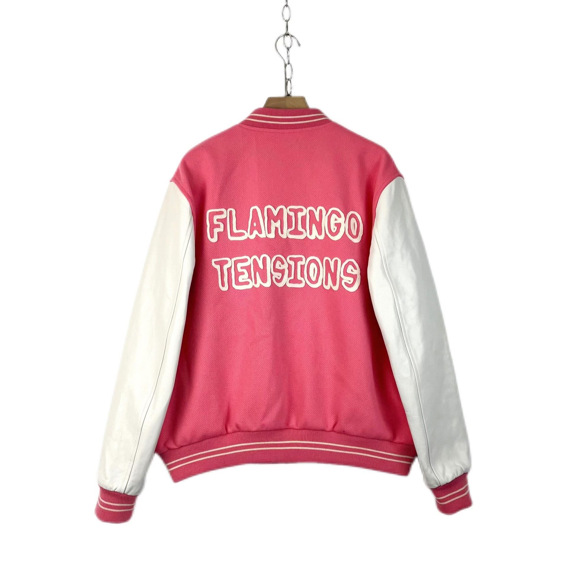 Celine Celine Pink White Leather Baseball Jacket Size XL / US 12-14 / IT 48-50 - 3 Thumbnail
