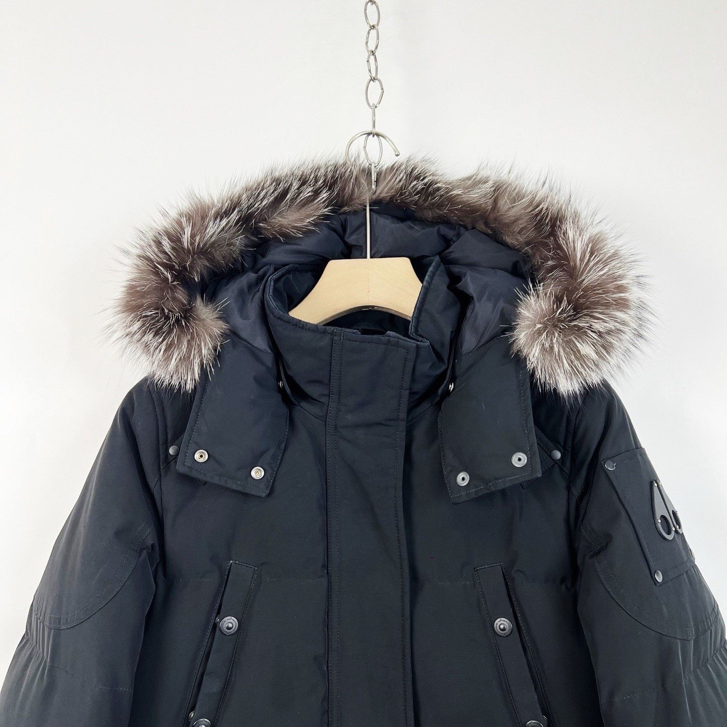 Moose Knuckles Moose Knuckles Black Hooded Mid-Length Down Jacket Size M / US 6-8 / IT 42-44 - 3 Thumbnail
