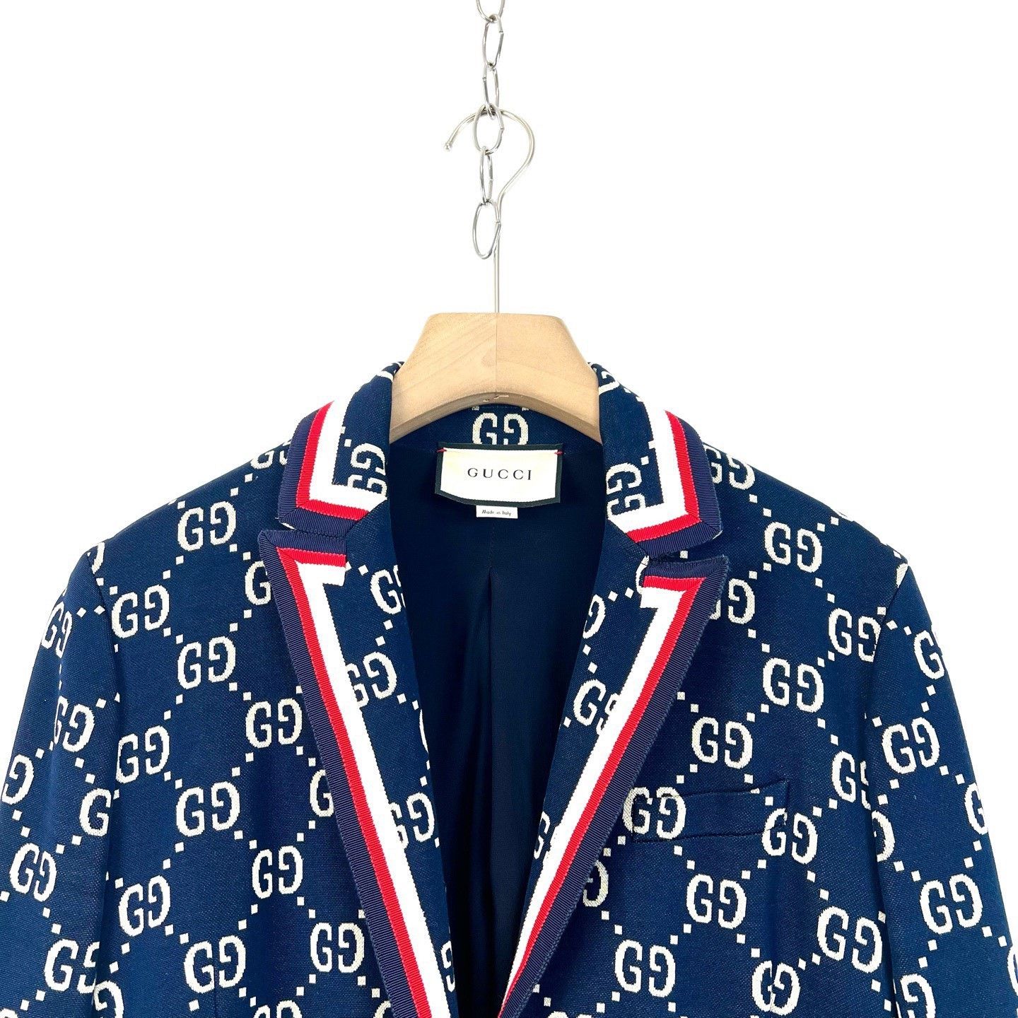Gucci Gucci Navy Blue Double G Stripe Jersey Blazer M Size US M / EU 48-50 / 2 - 3 Thumbnail