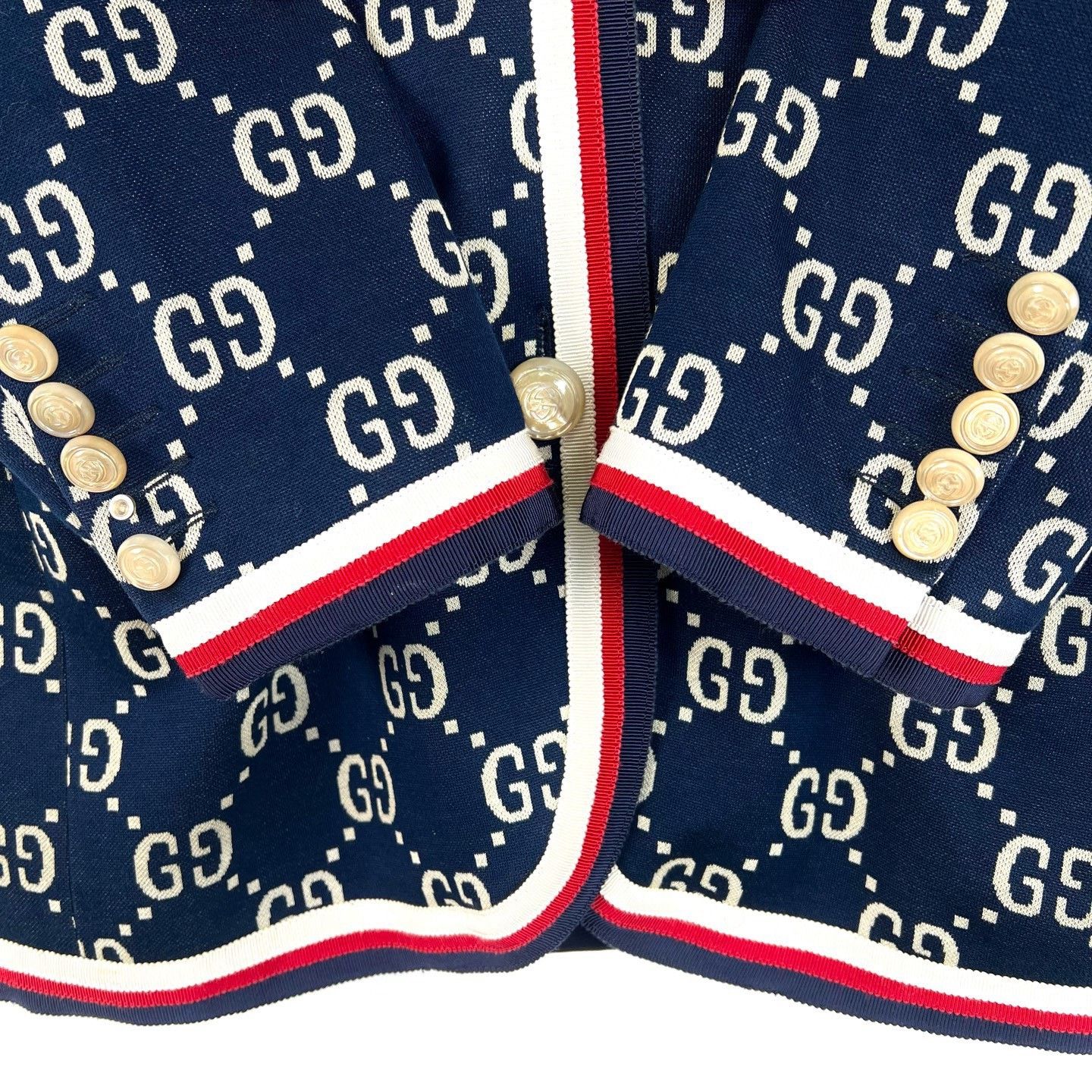 Gucci Gucci Navy Blue Double G Stripe Jersey Blazer M Size US M / EU 48-50 / 2 - 5 Thumbnail