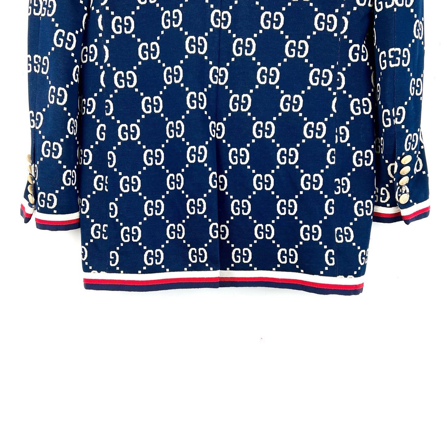 Gucci Gucci Navy Blue Double G Stripe Jersey Blazer M Size US M / EU 48-50 / 2 - 7 Thumbnail