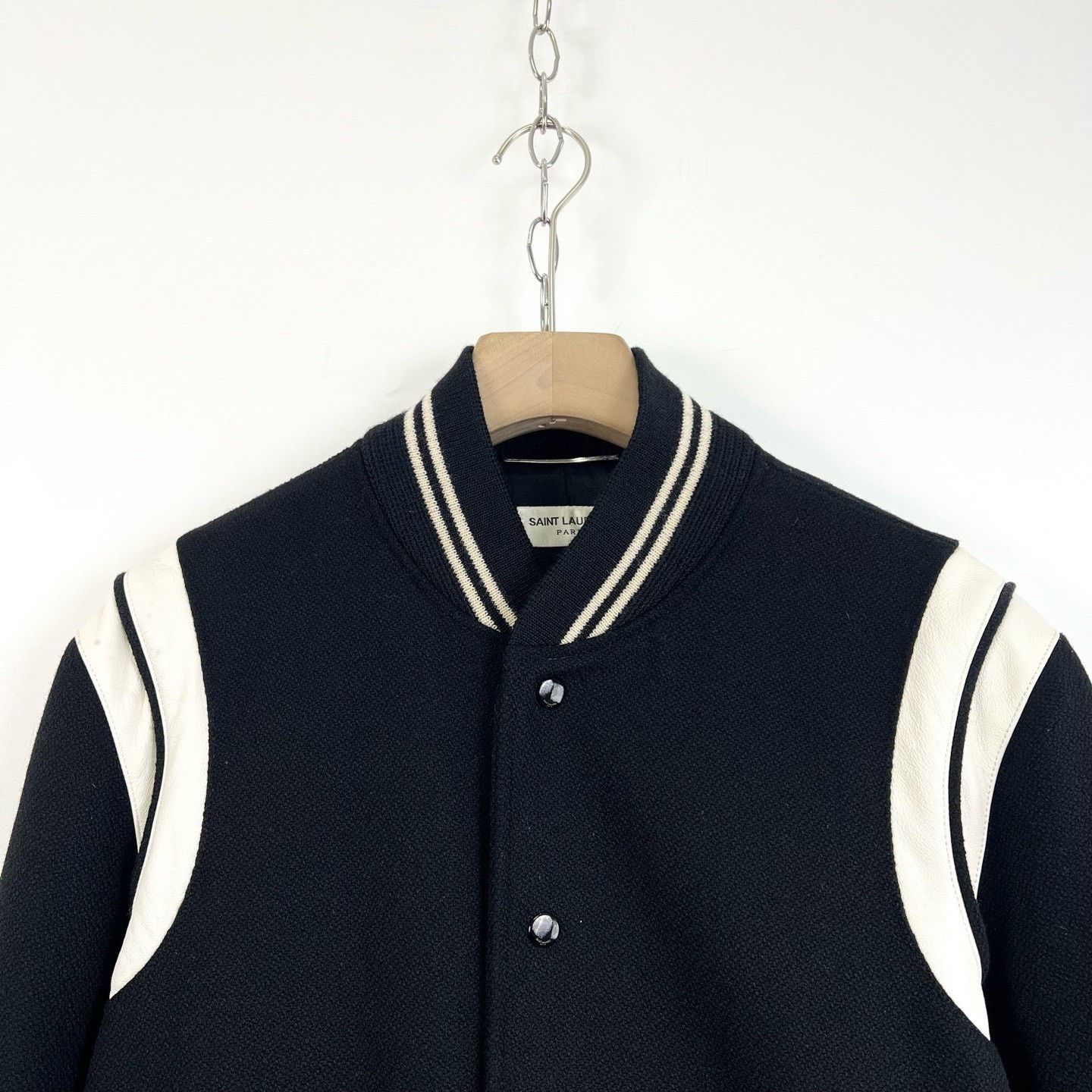 Saint Laurent Paris Saint Laurent Black Striped Leather Patchwork Jacket Size US L / EU 52-54 / 3 - 3 Thumbnail