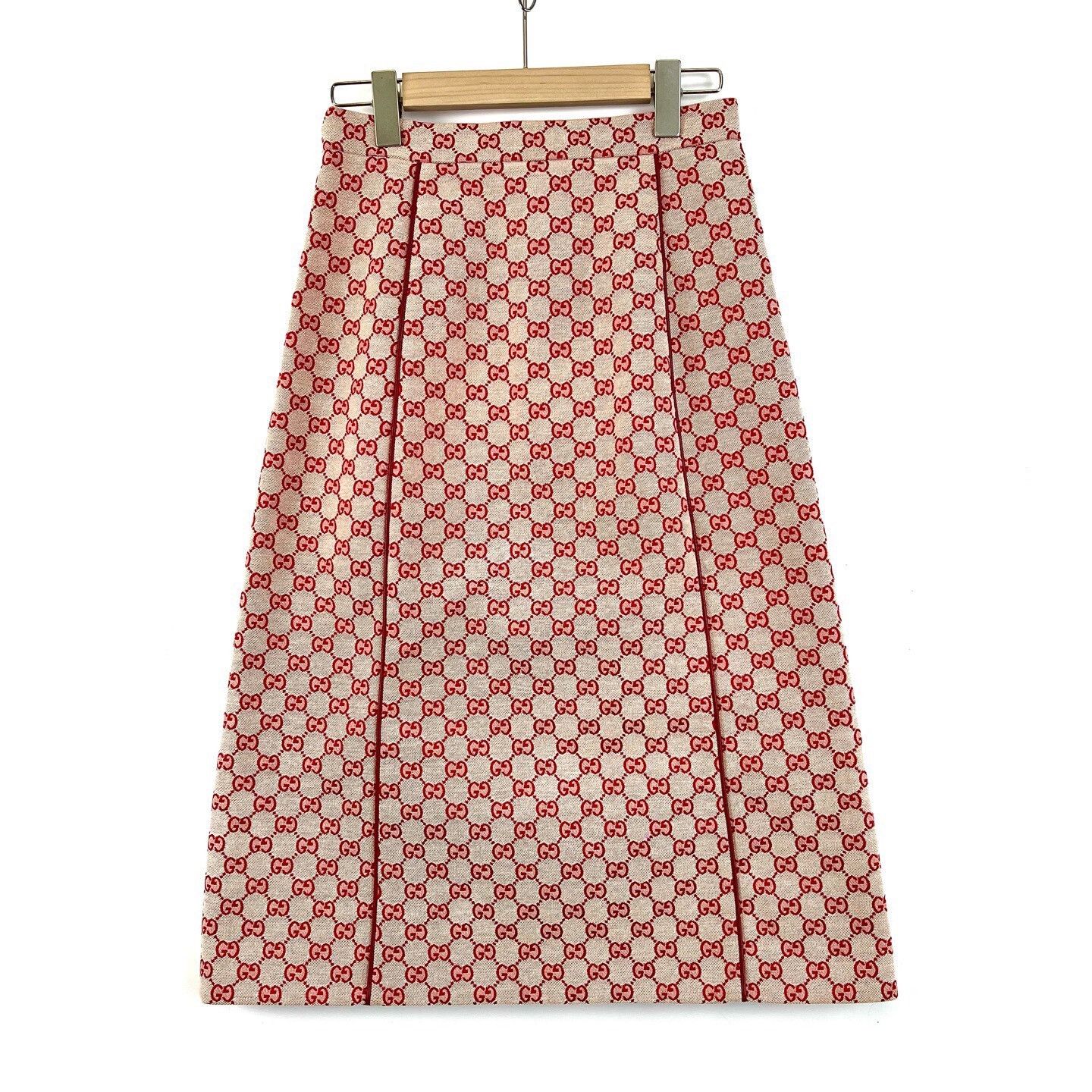 Gucci Gucci Red Double G Check Mid-Length A-Line Skirt Size 38" / US 16 / IT 52 - 2 Thumbnail