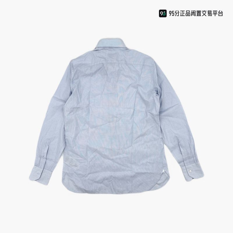 Ermenegildo Zegna Zegna Men's Blue White Lapel Long-Sleeve Shirt Size US XL / EU 56 / 4 - 3 Thumbnail