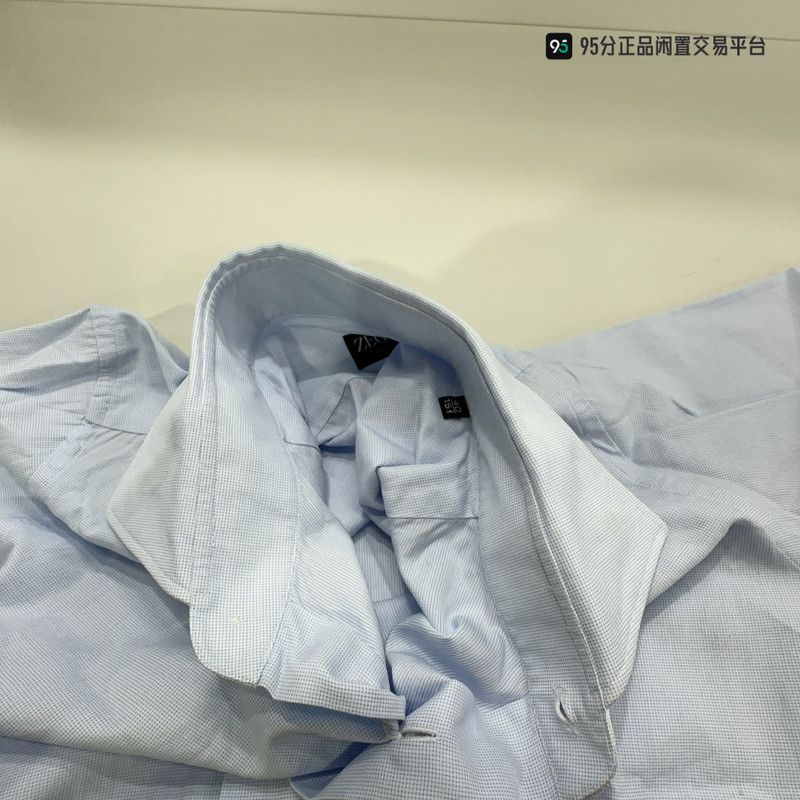 Ermenegildo Zegna Zegna Men's Blue White Lapel Long-Sleeve Shirt Size US XL / EU 56 / 4 - 8 Thumbnail