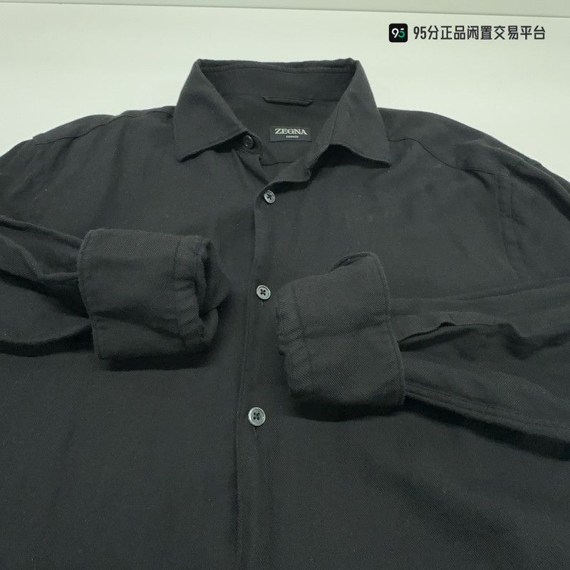 Ermenegildo Zegna Zegna FW22 Men's Solid Single-Breasted Long-Sleeve Shirt Size US L / EU 52-54 / 3 - 7 Thumbnail