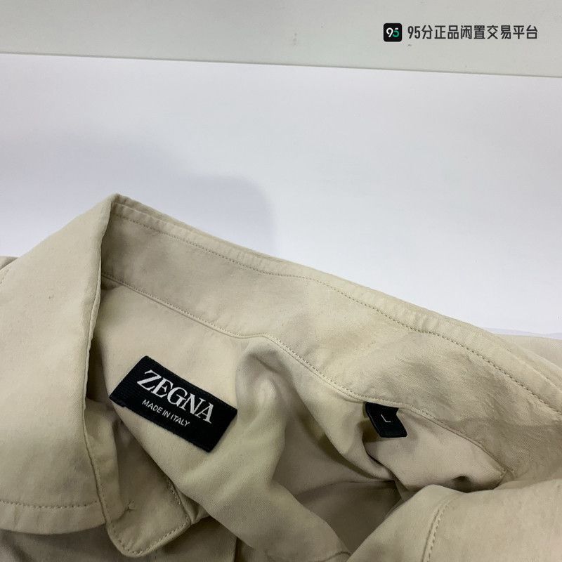 Ermenegildo Zegna Zegna SS24 Men's Solid Lapel Long-Sleeve Shirt Size US L / EU 52-54 / 3 - 5 Thumbnail