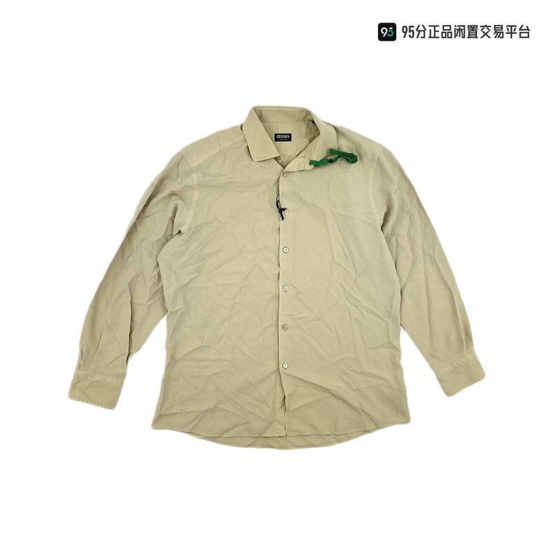 Ermenegildo Zegna Zegna SS24 Men's Solid Lapel Long-Sleeve Shirt Size US L / EU 52-54 / 3 - 4 Thumbnail