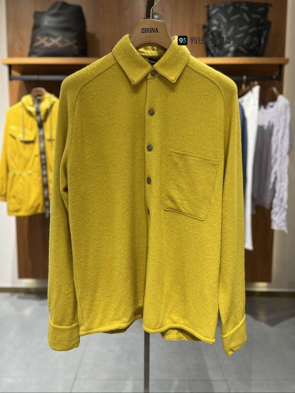Ermenegildo Zegna Zegna Men's Yellow Square Neck Zip Knit Top Size US L / EU 52-54 / 3 - 3 Thumbnail