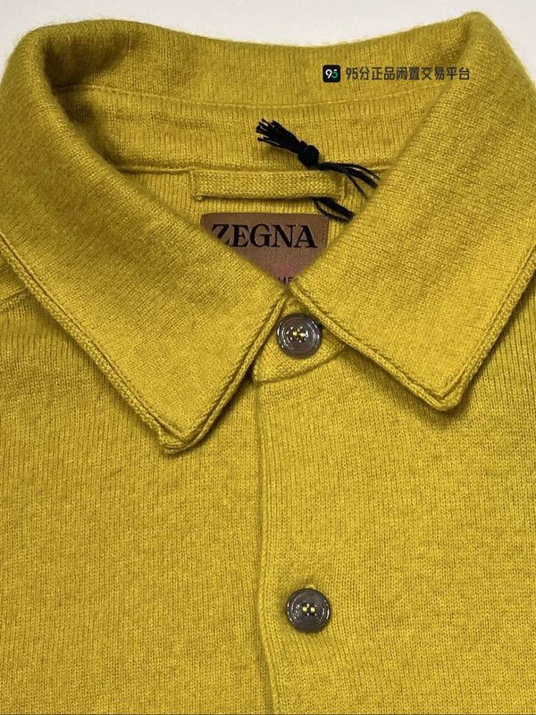 Ermenegildo Zegna Zegna Men's Yellow Square Neck Zip Knit Top Size US L / EU 52-54 / 3 - 4 Thumbnail