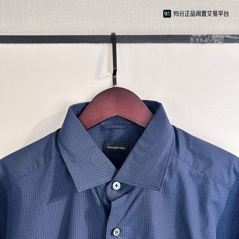Ermenegildo Zegna Zegna Men's Blue Check Long-Sleeve Button-Up Shirt Size US XL / EU 56 / 4 - 3 Thumbnail