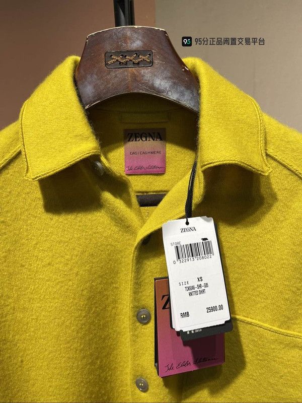 Ermenegildo Zegna Zegna Men's Yellow Long-Sleeve Knit Shirt Size US XS / EU 42 / 0 - 4 Thumbnail