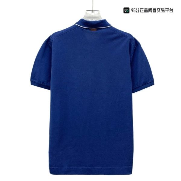 Ermenegildo Zegna Zegna Men's Solid Logo Stripe Short-Sleeve Polo Size US M / EU 48-50 / 2 - 4 Thumbnail