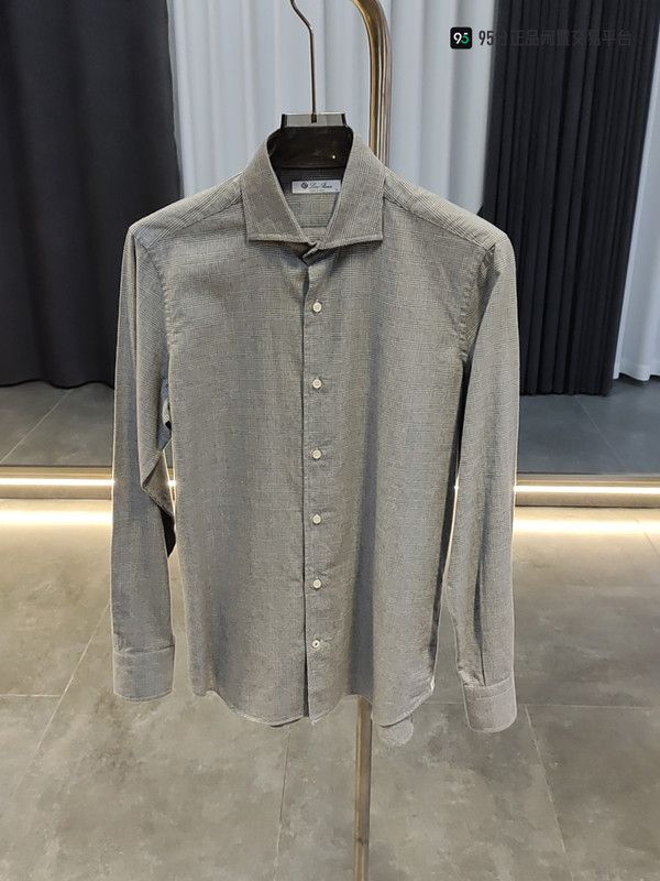 Loro Piana Loro Piana Men's Gray Solid Collar Shirt Size US M / EU 48-50 / 2 - 3 Thumbnail