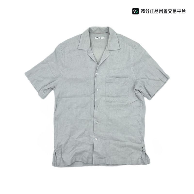 Loro Piana Loro Piana SS24 Men's Solid Lapel Short-Sleeve Shirt Size US S / EU 44-46 / 1 - 6 Thumbnail
