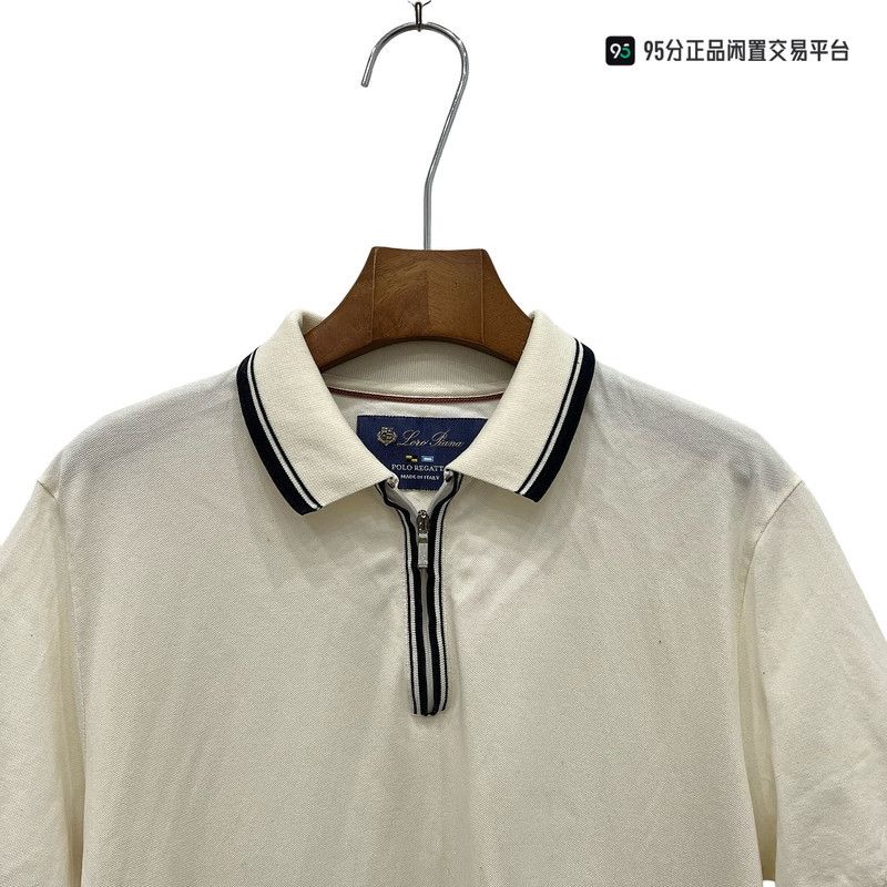 Loro Piana Loro Piana Men's Ivory Striped Short-Sleeve Polo Size US S / EU 44-46 / 1 - 4 Thumbnail