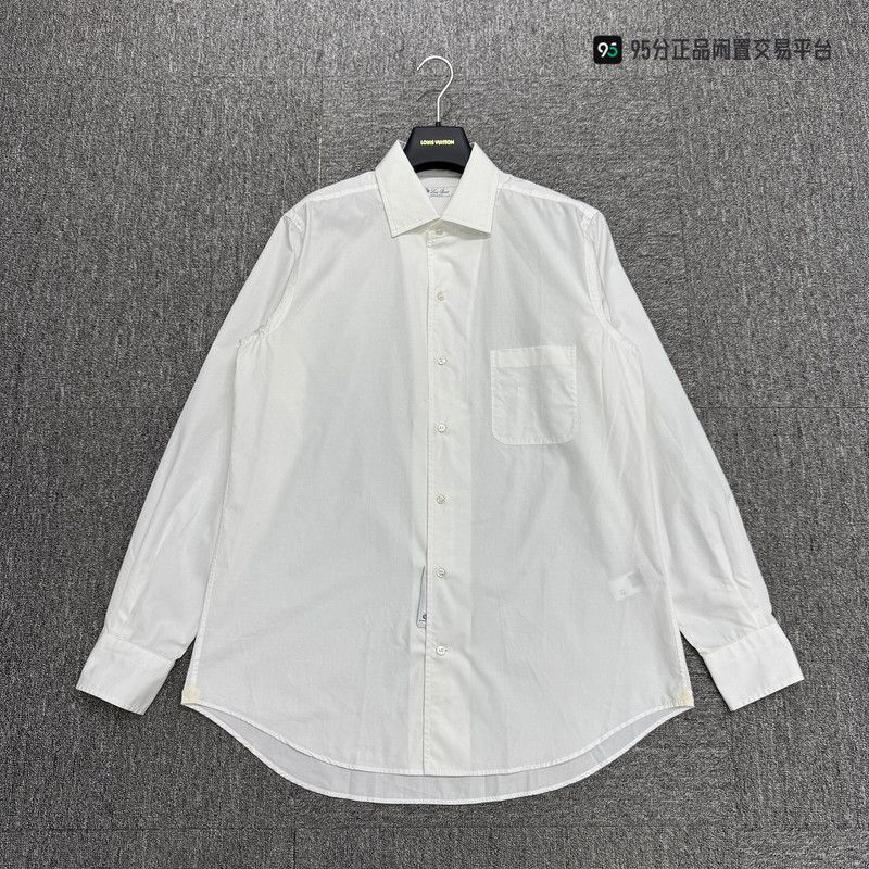 Loro Piana Loro Piana Unisex White Long-Sleeve Shirt Size US M / EU 48-50 / 2 - 5 Thumbnail
