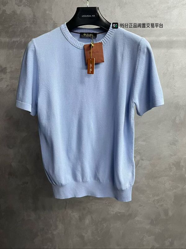 Loro Piana Loro Piana Men's Sky Blue Short-Sleeve Sweater Size US M / EU 48-50 / 2 - 4 Thumbnail