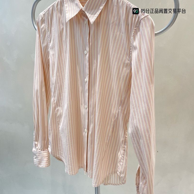 Loro Piana Loro Piana Unisex Pink Vertical Stripe Long-Sleeve Shirt Size US L / EU 52-54 / 3 - 6 Thumbnail