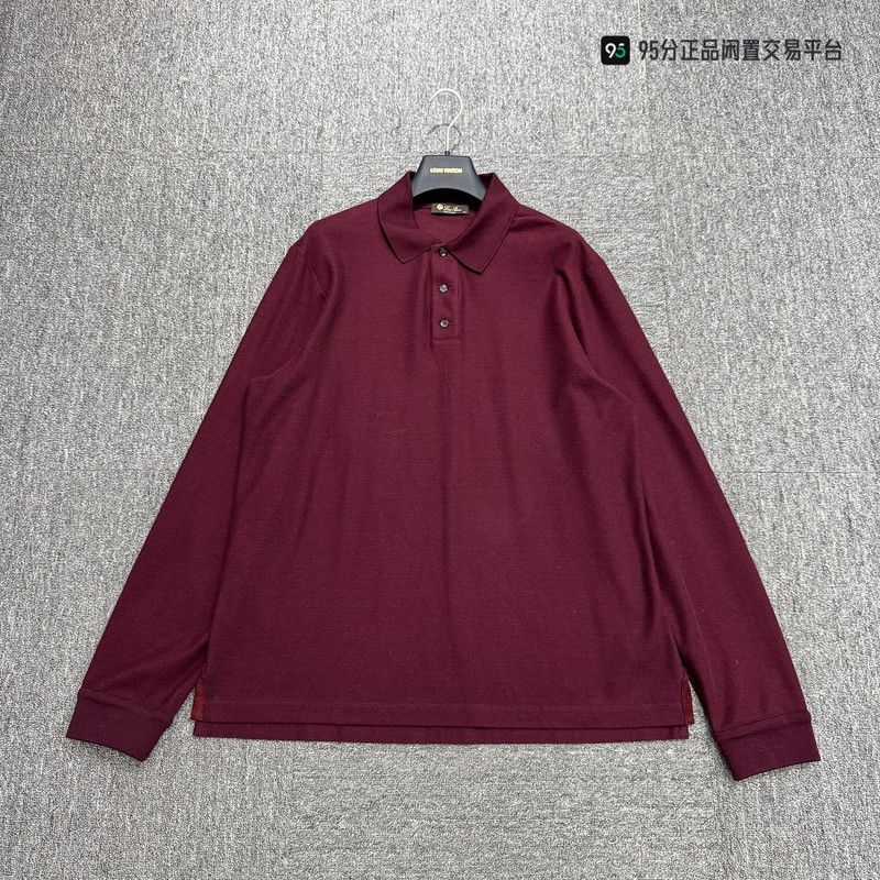 Loro Piana Loro Piana Men's Solid Cotton Blend Long-Sleeve Polo Size US XL / EU 56 / 4 - 5 Thumbnail