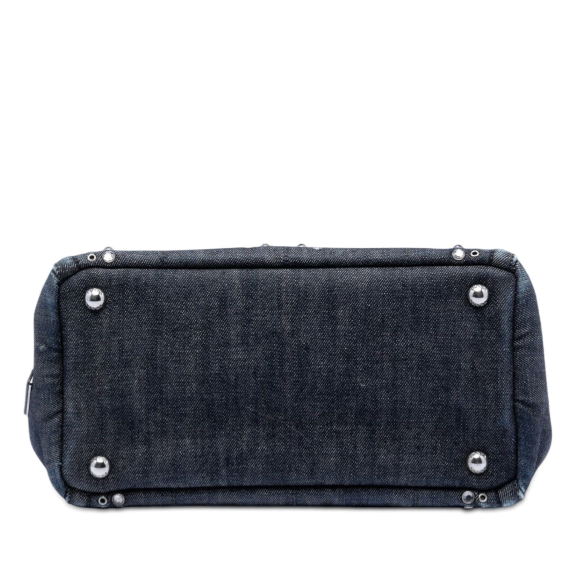 Prada Studded Denim Canapa Logo Satchel Size ONE SIZE - 3 Thumbnail