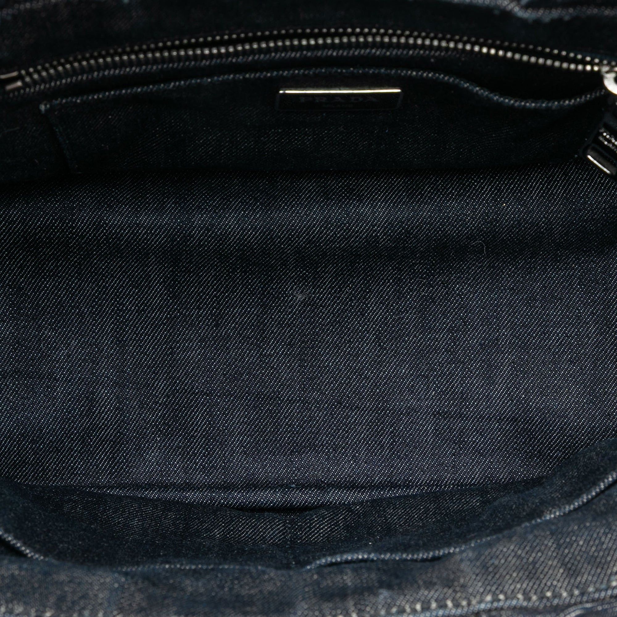 Prada Studded Denim Canapa Logo Satchel Size ONE SIZE - 4 Thumbnail