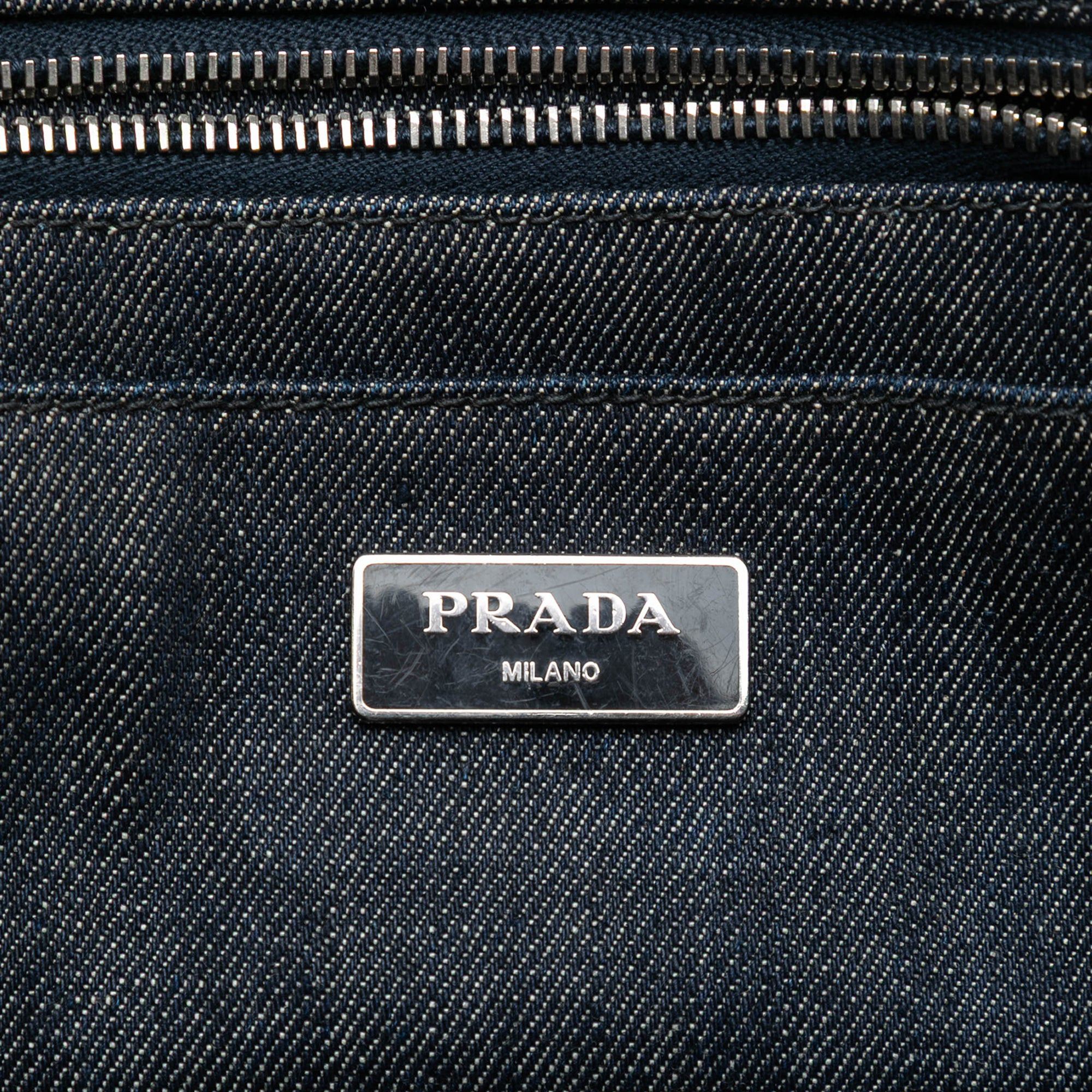 Prada Studded Denim Canapa Logo Satchel Size ONE SIZE - 5 Thumbnail