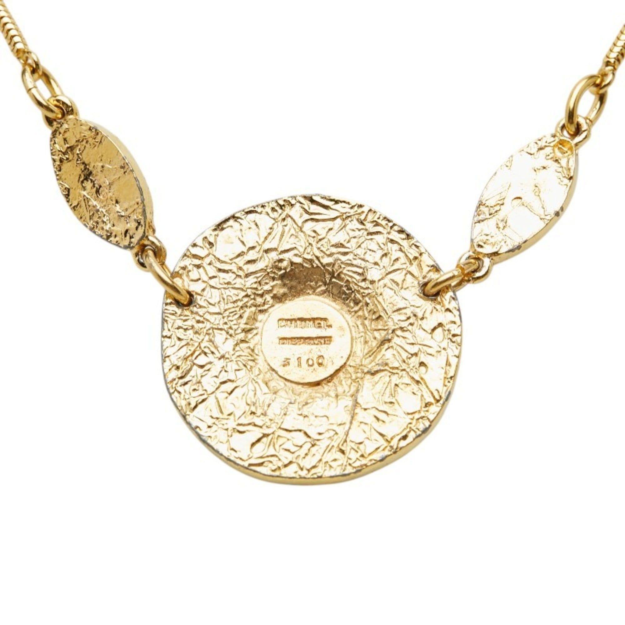 Chanel Chanel Coco Mark Lion Round Pendant Necklace, Gold Plated, Women's. Size ONE SIZE - 3 Thumbnail