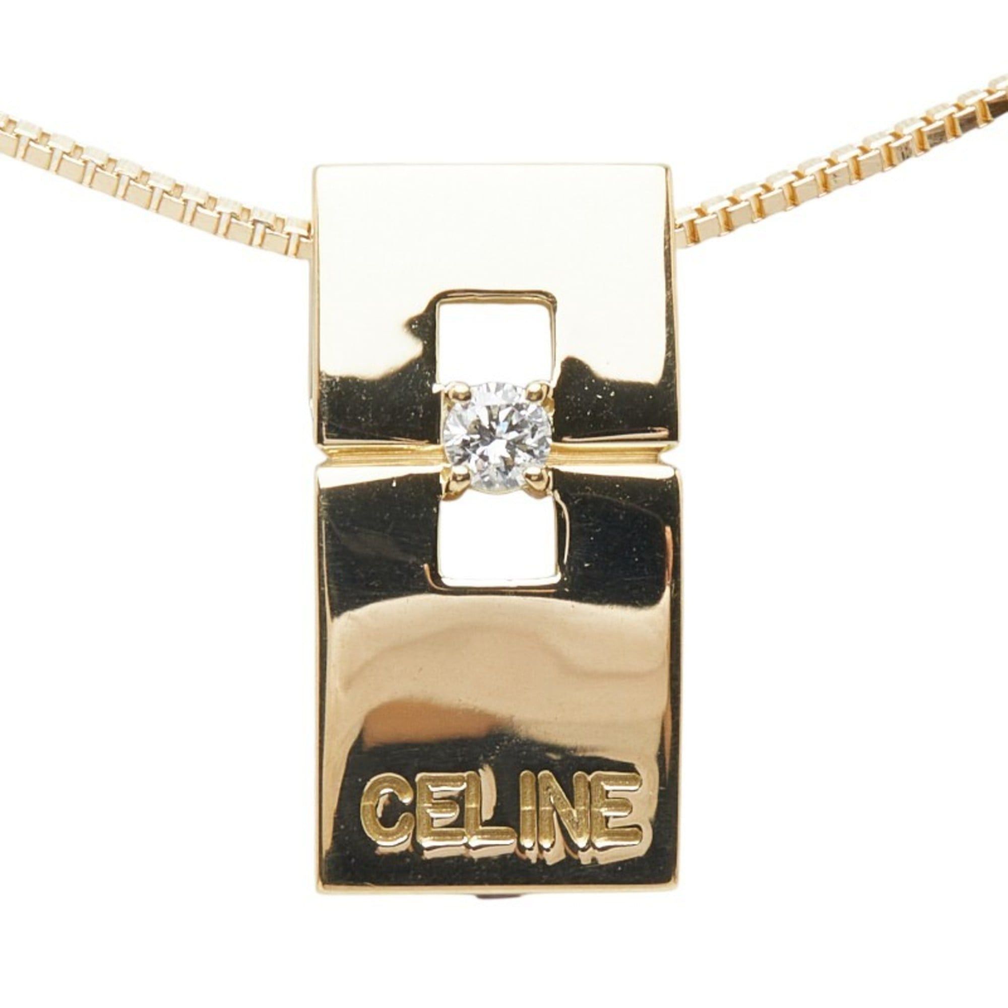 Celine Celine 18K Yellow Gold Pendant Necklace with 0.05ct Diamond and 0.02ct Ruby for Women Size ONE SIZE - 3 Thumbnail