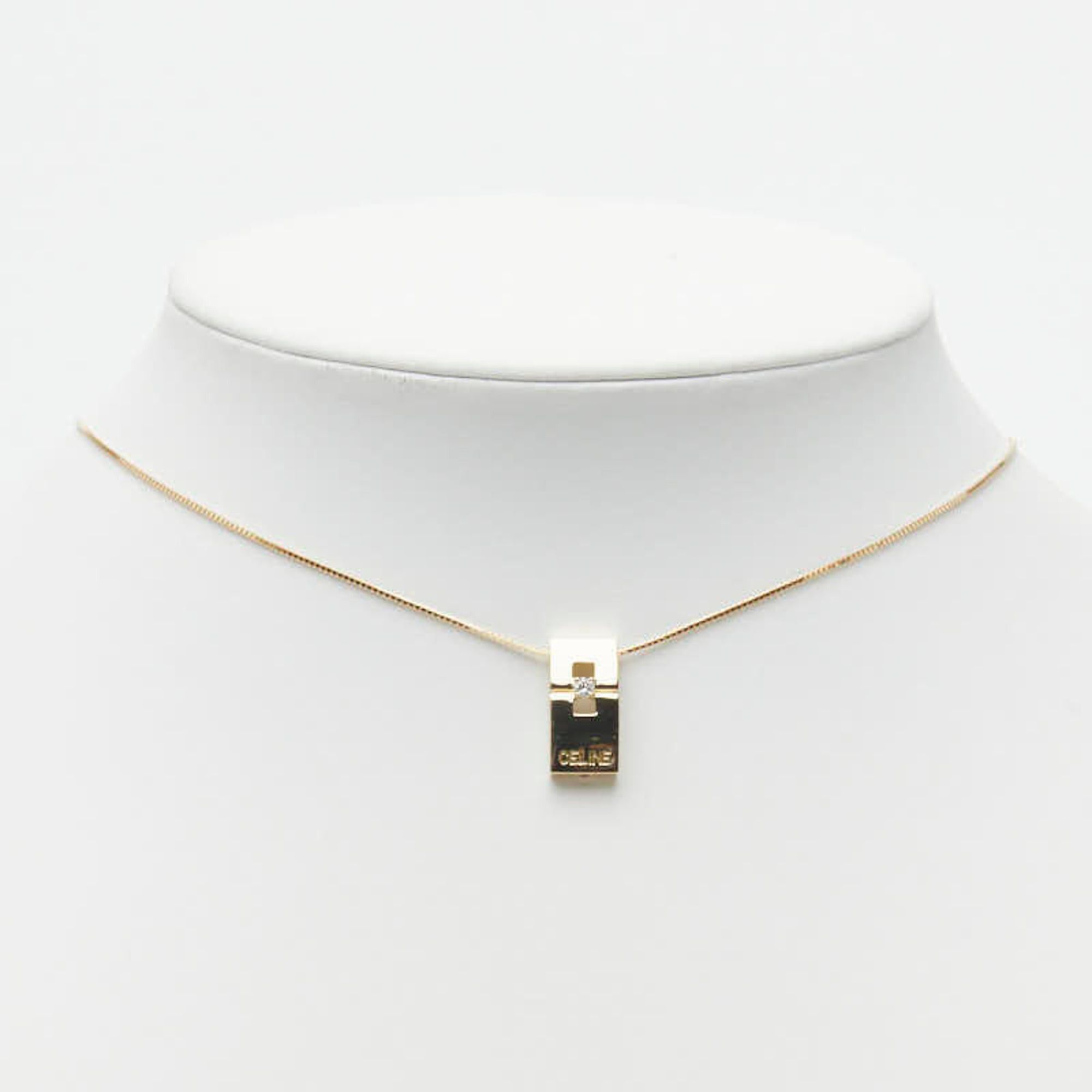 Celine Celine 18K Yellow Gold Pendant Necklace with 0.05ct Diamond and 0.02ct Ruby for Women Size ONE SIZE - 10 Thumbnail