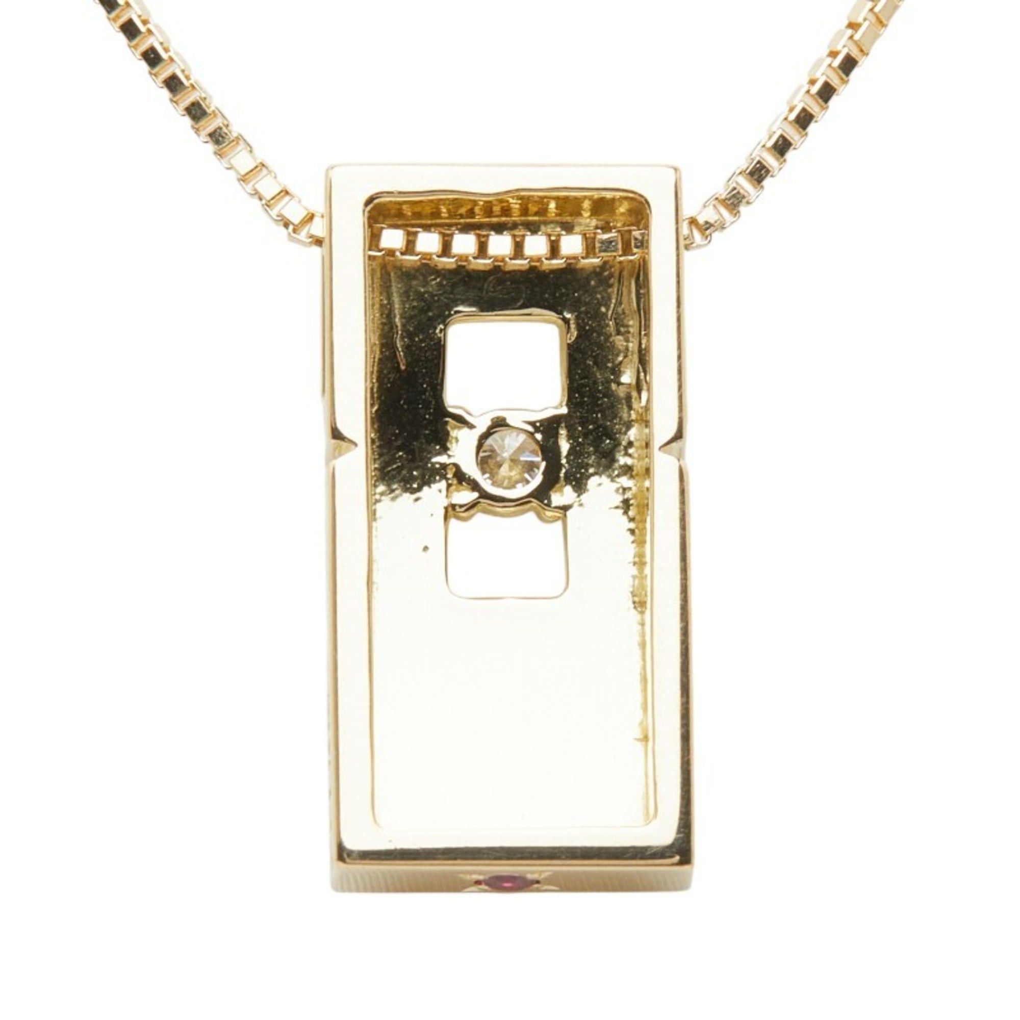 Celine Celine 18K Yellow Gold Pendant Necklace with 0.05ct Diamond and 0.02ct Ruby for Women Size ONE SIZE - 4 Thumbnail
