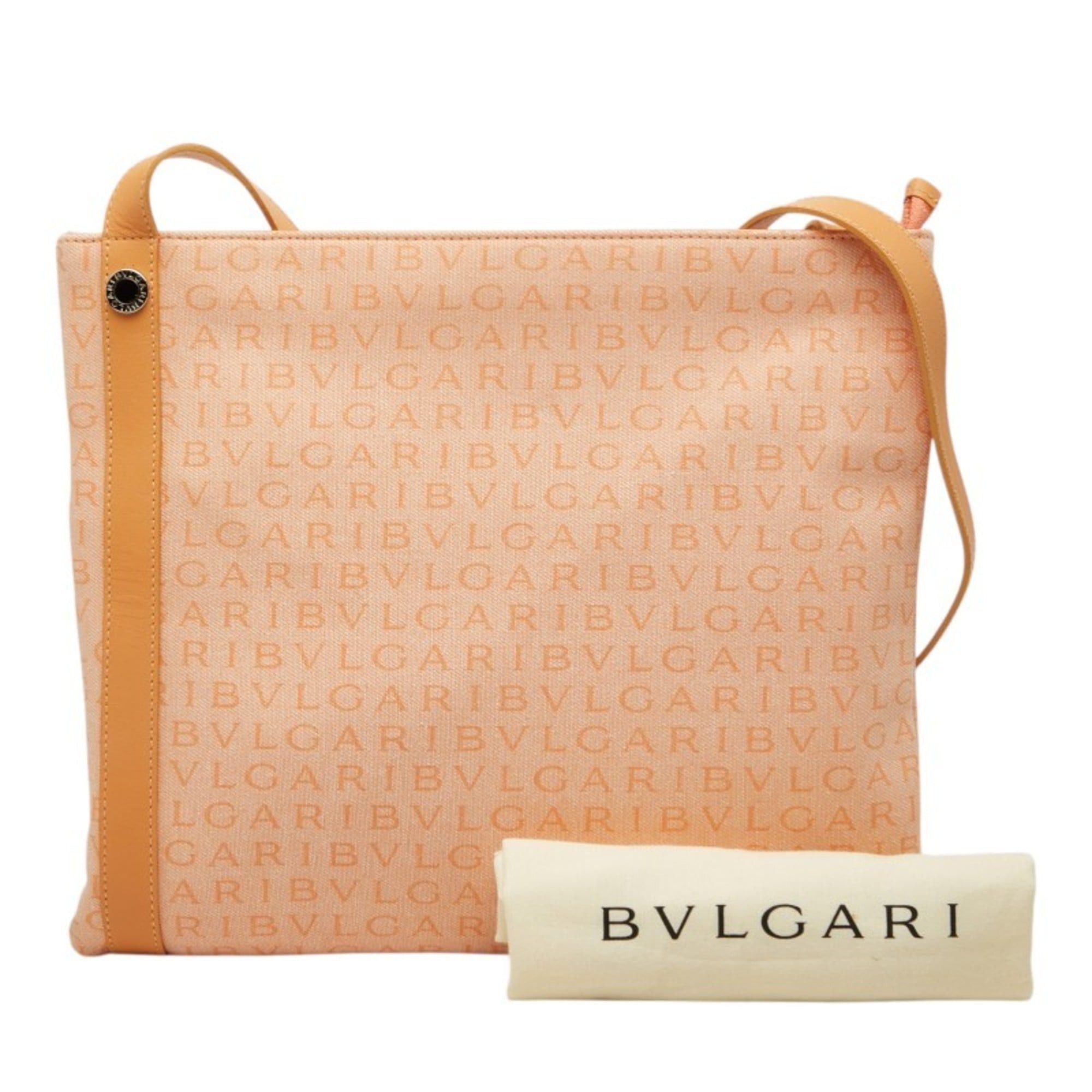 Bvlgari BVLGARI Logomania Crossbody Shoulder Bag, Beige Canvas Leather, Women's Size ONE SIZE - 9 Thumbnail