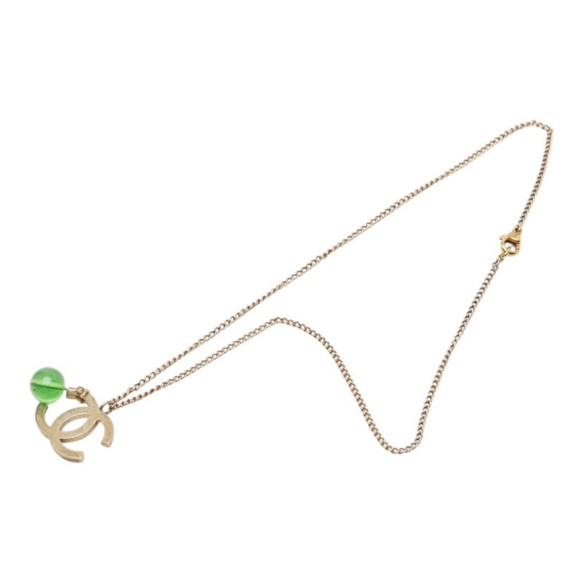 Chanel Chanel Coco Mark Color Stone Necklace, Silver and Green Metal, Women's. Size ONE SIZE - 4 Thumbnail