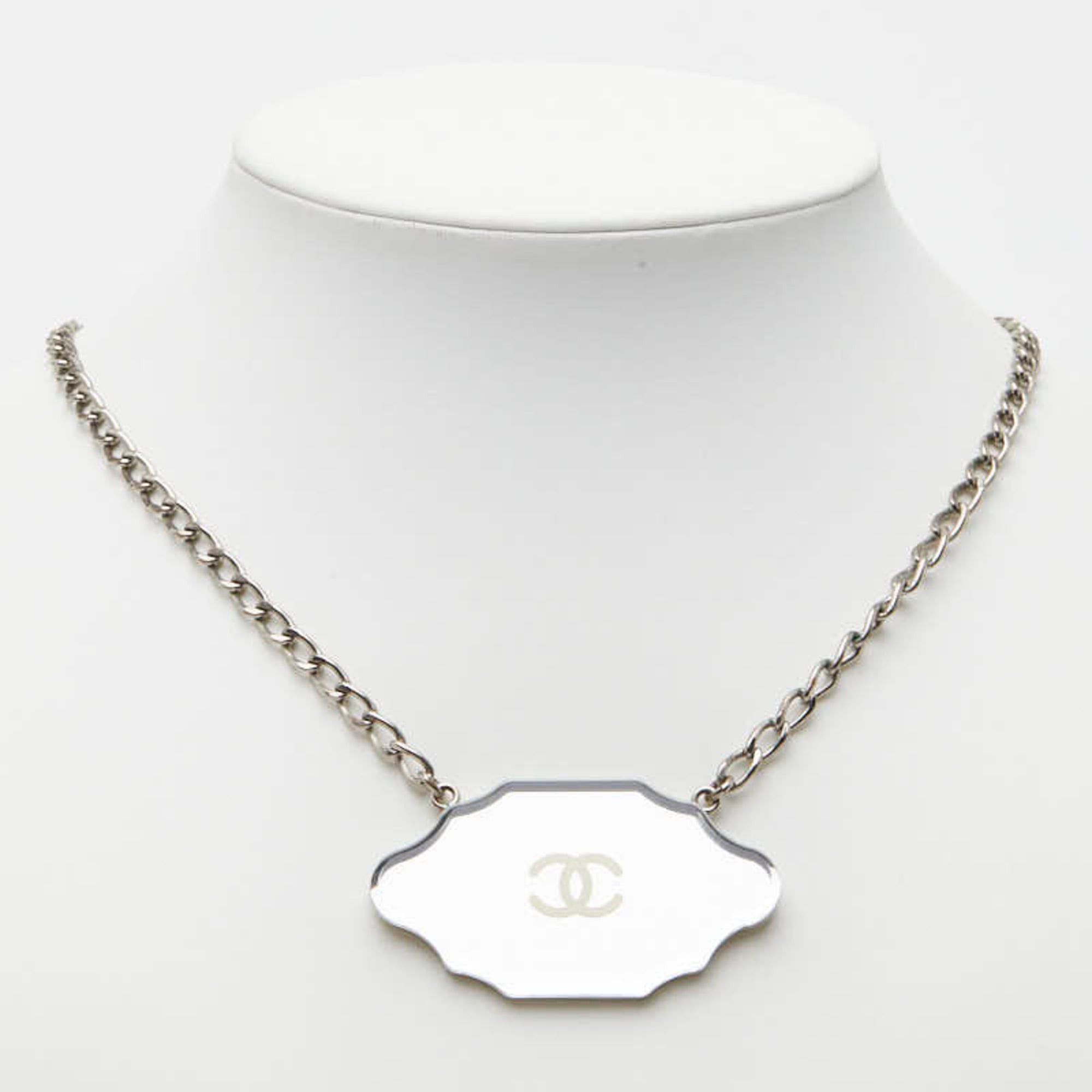 Chanel Chanel Mirror Plate Coco Mark Necklace, Silver Metal, Women's CHANEL Size ONE SIZE - 6 Thumbnail