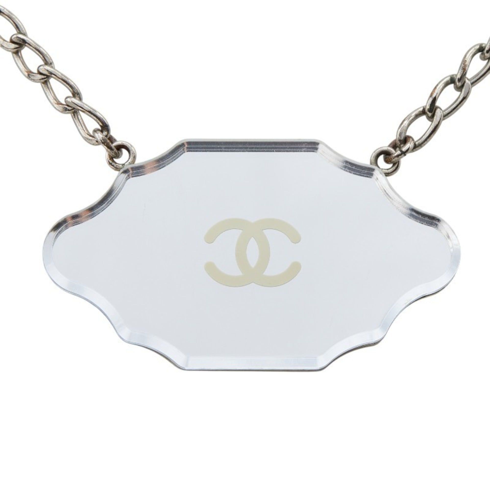 Chanel Chanel Mirror Plate Coco Mark Necklace, Silver Metal, Women's CHANEL Size ONE SIZE - 2 Thumbnail