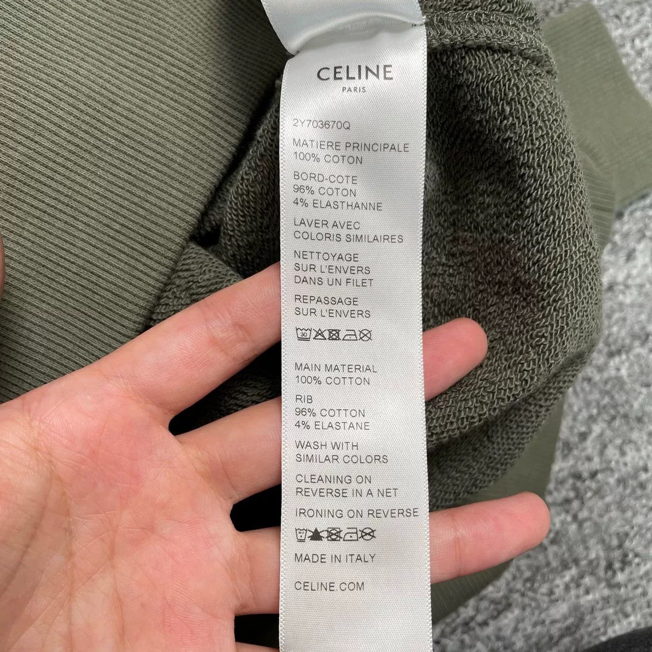 Celine Celine Khaki Green Letter Sweatshirt Size M / US 6-8 / IT 42-44 - 6 Thumbnail