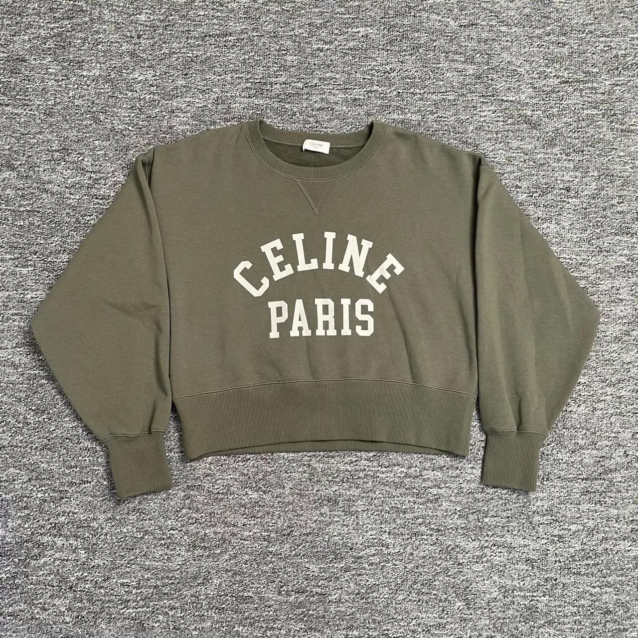 Celine Celine Khaki Green Letter Sweatshirt Size M / US 6-8 / IT 42-44 - 2 Thumbnail