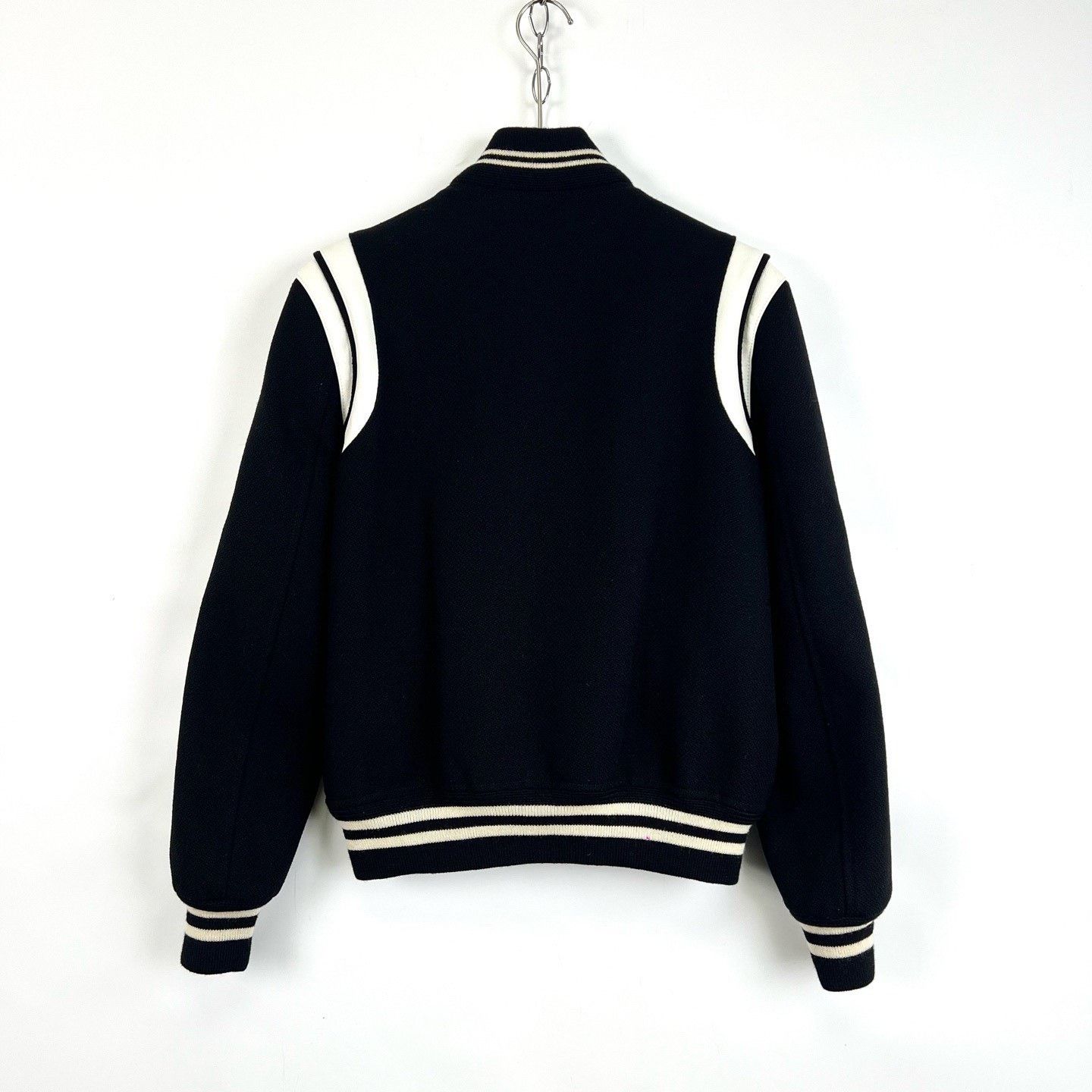 Saint Laurent Paris Saint Laurent Black Leather Patchwork Baseball Jacket Size US S / EU 44-46 / 1 - 2 Thumbnail