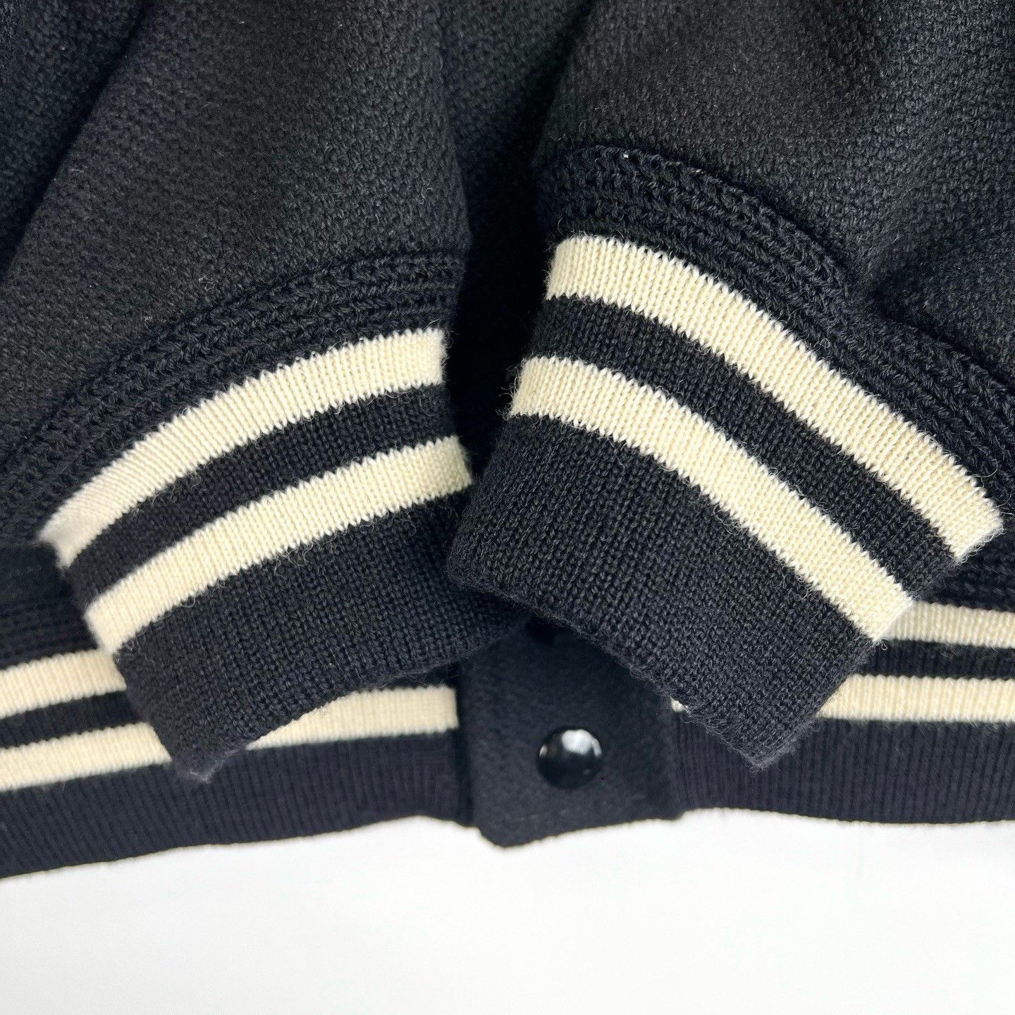Saint Laurent Paris Saint Laurent Black Leather Patchwork Baseball Jacket Size US S / EU 44-46 / 1 - 5 Thumbnail