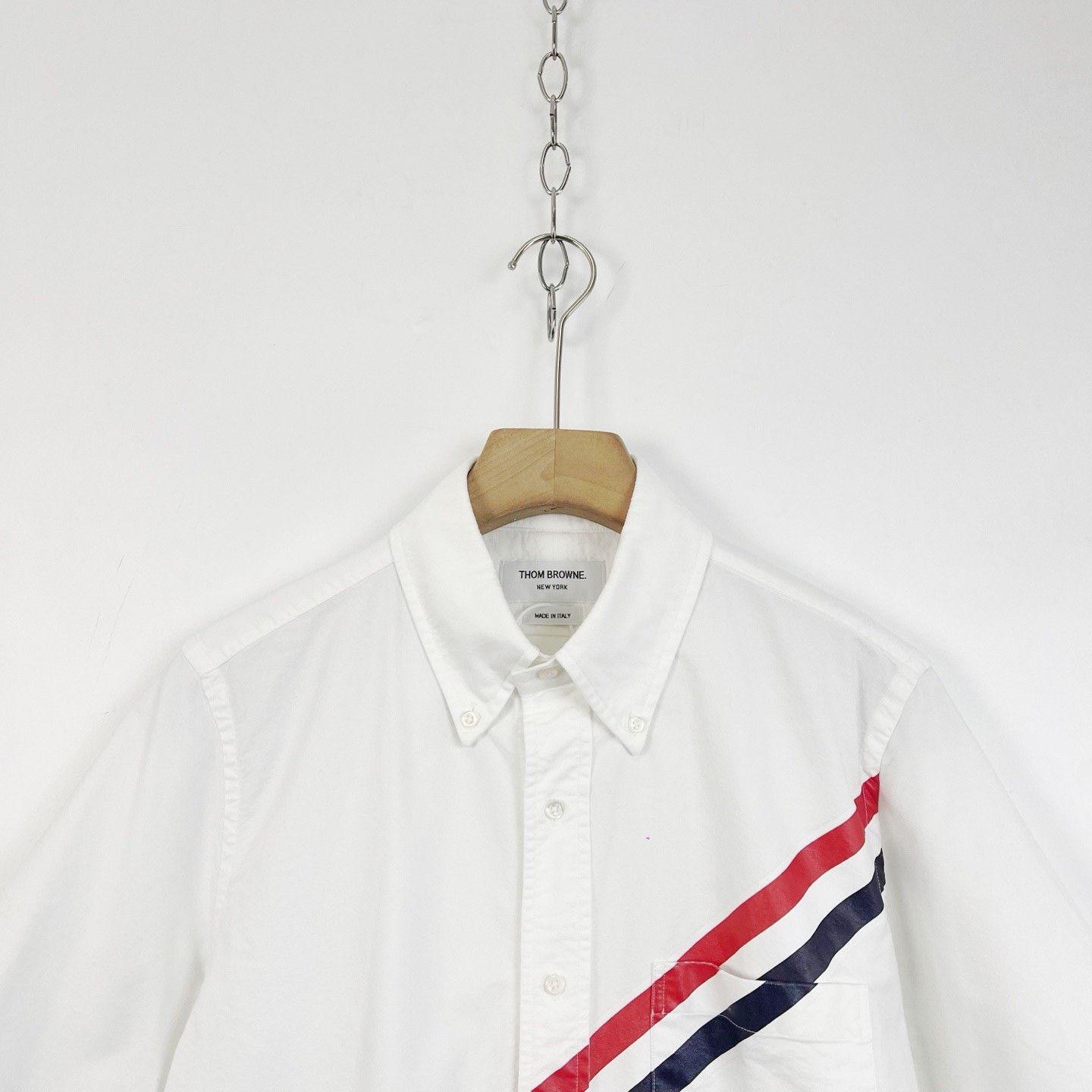Thom Browne Thom Browne White Stripe Oxford Short-Sleeve Shirt Size US M / EU 48-50 / 2 - 3 Thumbnail